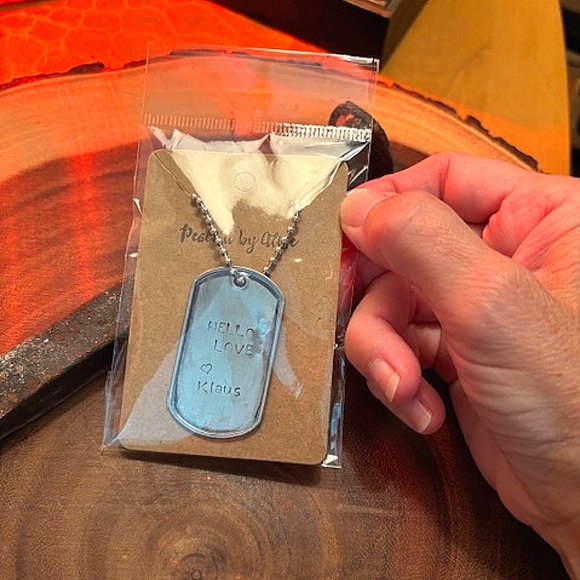 Hello love Klaus, 30 inch necklace military dog tag - Picture 2 of 6
